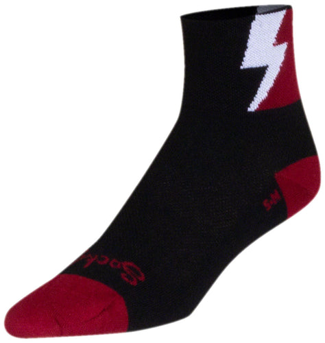 SockGuy Classic Bolt Socks - 3 inch Red Small/Medium