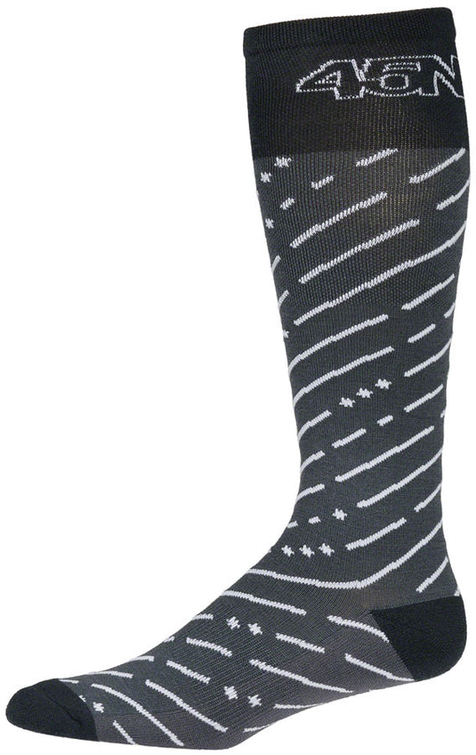 45NRTH Snow Band Midweight Knee High Wool Sock - Dark Gray/Dark Blue Small