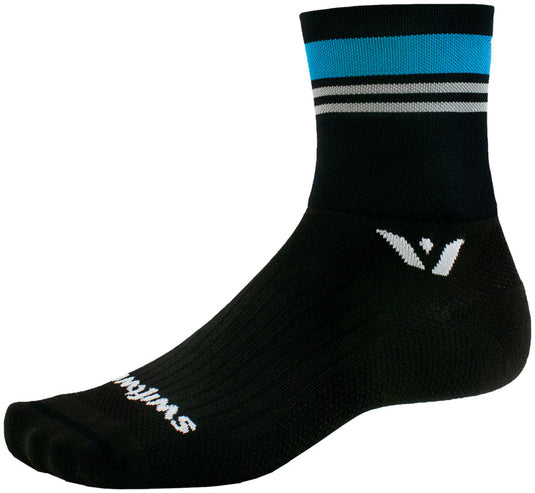 Swiftwick Aspire Four Stripe Socks - Aqua Gray Large