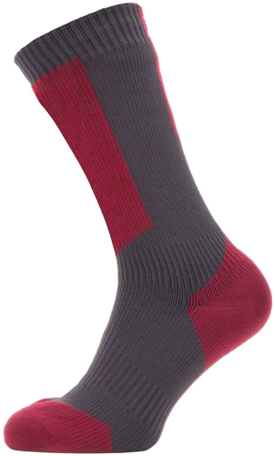 Load image into Gallery viewer, SealSkinz Runton Waterproof Mid Socks - Gray/Red/White Large
