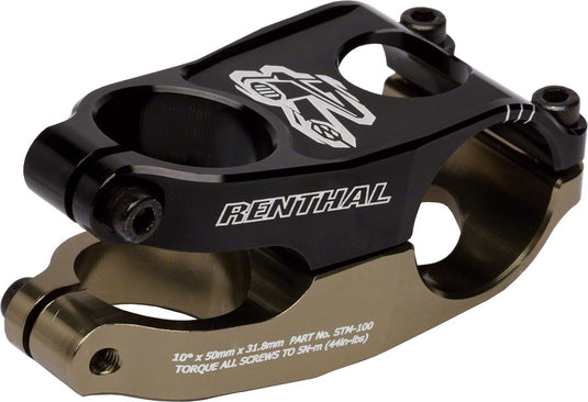 Renthal Duo Stem - 50mm 31.8 Clamp +/-10 1 1/8" Aluminum Black/Gold