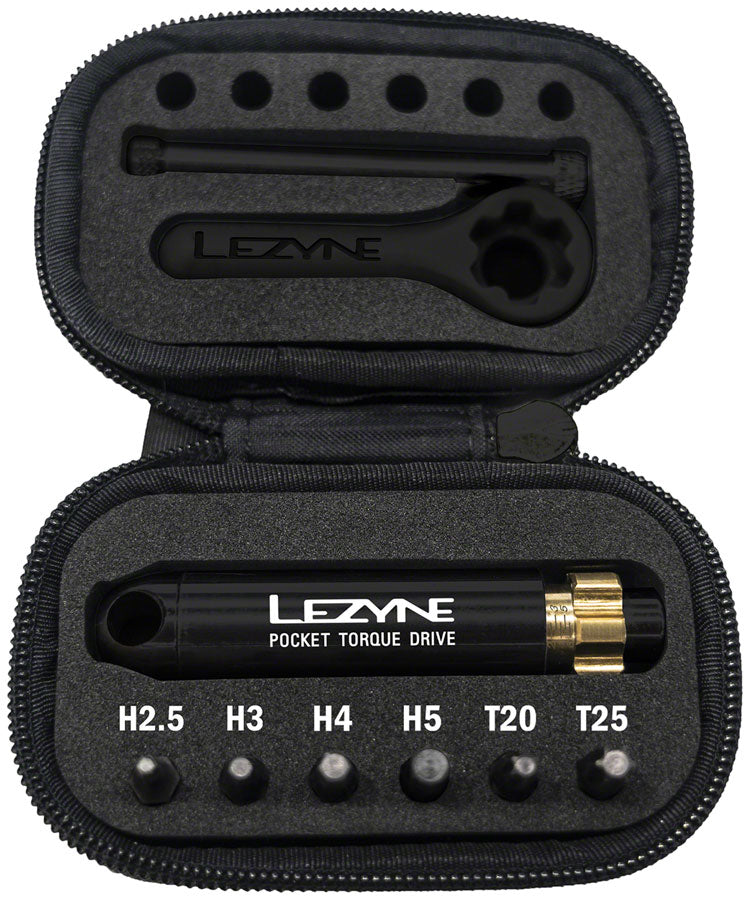 Load image into Gallery viewer, Lezyne Pocket Torque Drive Torque Wrench - 2-6 Nm 2.5 3 4 5MM T20 AND T25 BITS With Storage Case BLK
