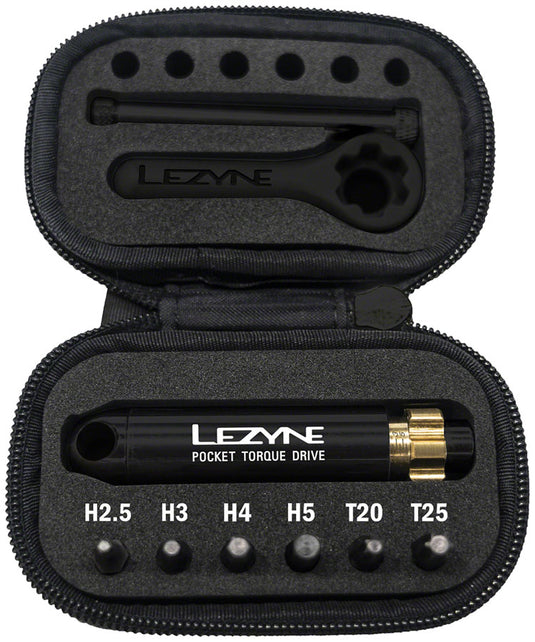 Lezyne Pocket Torque Drive Torque Wrench - 2-6 Nm 2.5 3 4 5MM T20 AND T25 BITS With Storage Case BLK