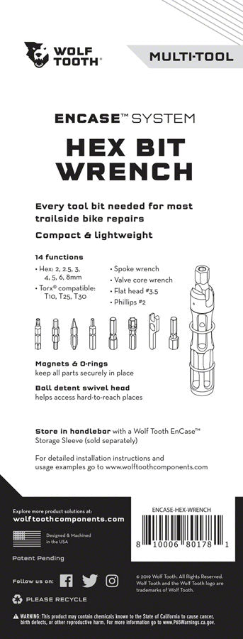 Load image into Gallery viewer, Wolf Tooth EnCase System Hex Bit Wrench Multi Tool
