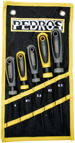 Pedros Screwdriver Set 5-Piece Bicycle Screwdriver Set With Pouch BLK/YLW