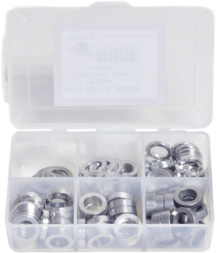 Wheels Manufacturing Kit of six assorted sizes .5 to 5mm 125 Spacers in storage box