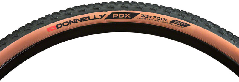 Load image into Gallery viewer, Donnelly Sports PDX Tire - 700 x 33 Tubeless Folding Black/Tan
