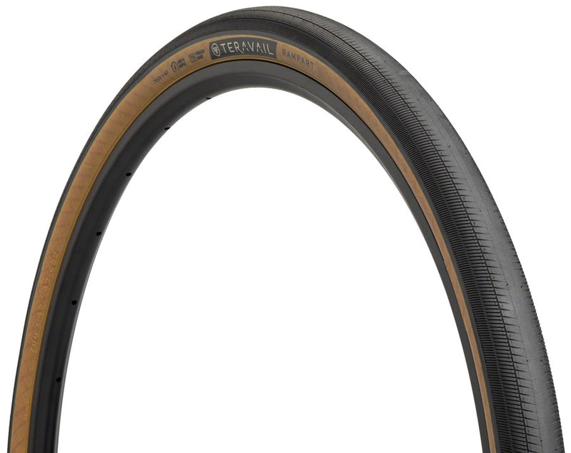 Load image into Gallery viewer, Teravail Rampart Tire - 700 x 42 Tubeless Folding Tan Light Supple Fast Compound
