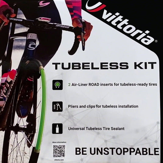 Vittoria Air-Liner Tubeless Road Kit - 2 Inserts Tire Sealant Pliers Clips Small 25mm