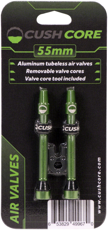Load image into Gallery viewer, CushCore Tubeless Presta Valve Set - 55mm Green
