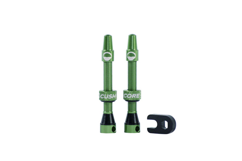 Load image into Gallery viewer, CushCore Tubeless Presta Valve Set - 44mm Green
