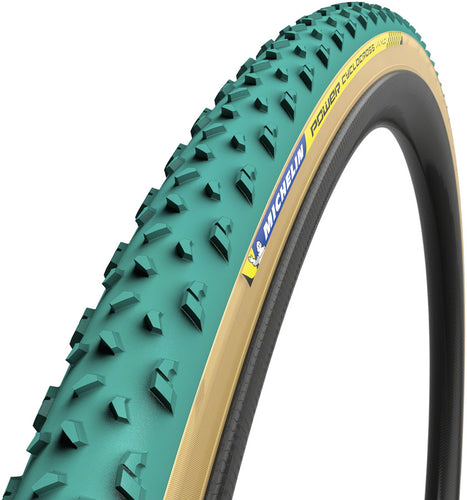 Michelin Power Cyclocross Mud Tire - 700 x 33 Tubular Folding Green/Tan