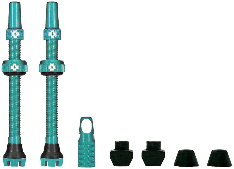 Load image into Gallery viewer, Muc-Off V2 Tubeless Valve Kit - Turquoise 60mm Pair
