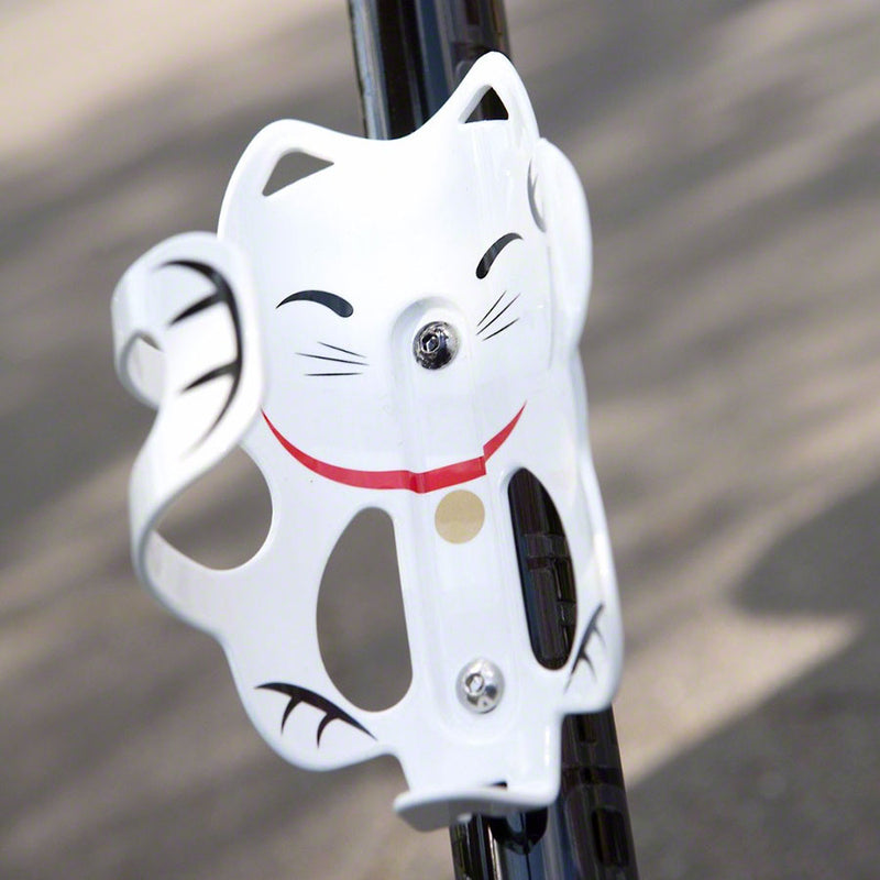 Load image into Gallery viewer, Portland Design Works Lucky Cat Water Bottle Cage: White Cat
