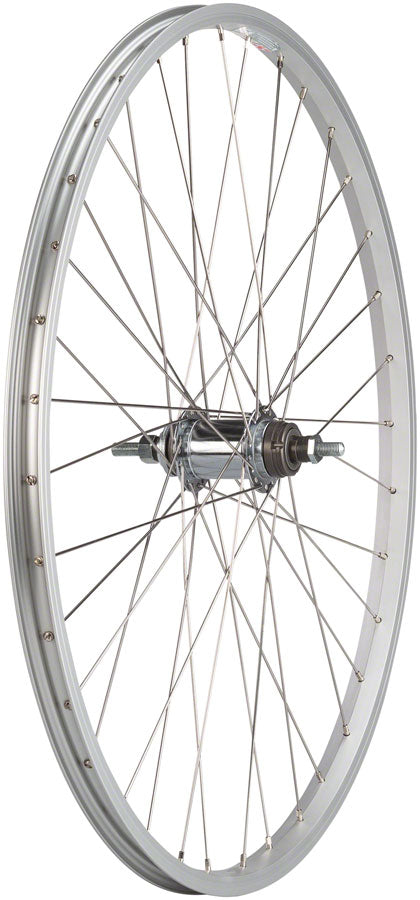 Load image into Gallery viewer, Quality Wheels Value Single Wall Series Coaster Brake Rear Wheel - 26&quot; 3/8&quot; x 124mm Coaster Brake 3 Prong Cog Silver
