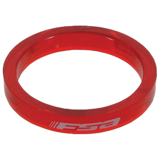 FSA PolyCarb Headset Spacer 1-1/8"x5mm Red 10/Count