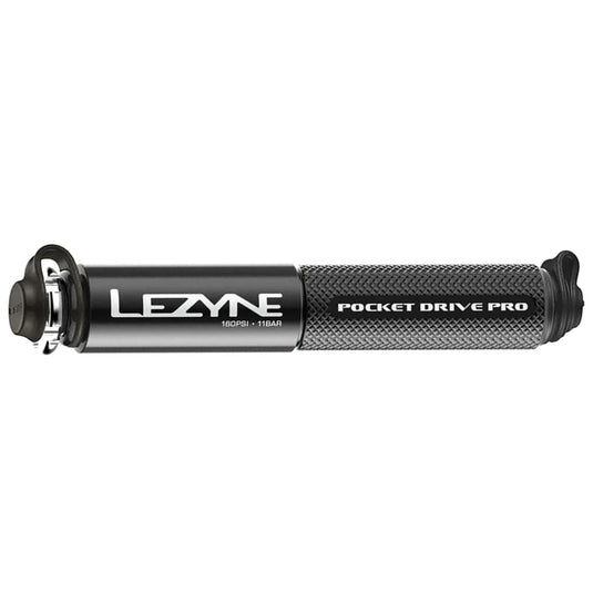 Lezyne Pocket Drive Pro Mini Pump - Aluminium 160psi Presta/Schrader With Mount BLK