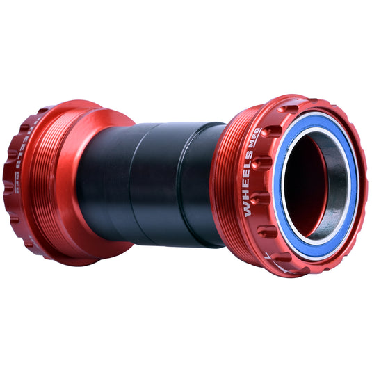 Wheels Manufacturing T47 Outboard Bottom Bracket - For 30mm Spindle ABEC-3 Bearings Fits Frames 68mm-100mm BB Shells Red