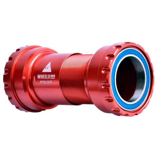 Wheels Manufacturing PF30 Outboard Bottom Bracket - For 30mm Spindle ABEC-3 Bearings PressFit Thread Together Red