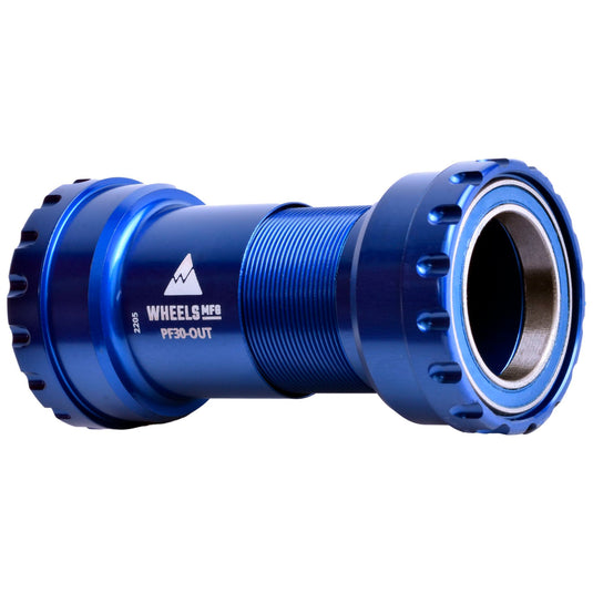 Wheels Manufacturing PF30 Outboard Bottom Bracket - For 30mm Spindle ABEC-3 Bearings PressFit Thread Together Blue