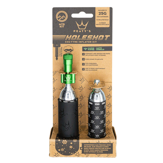 Peatys Holeshot CO2 MTN Tire Inflator w/Cartridges Emerald